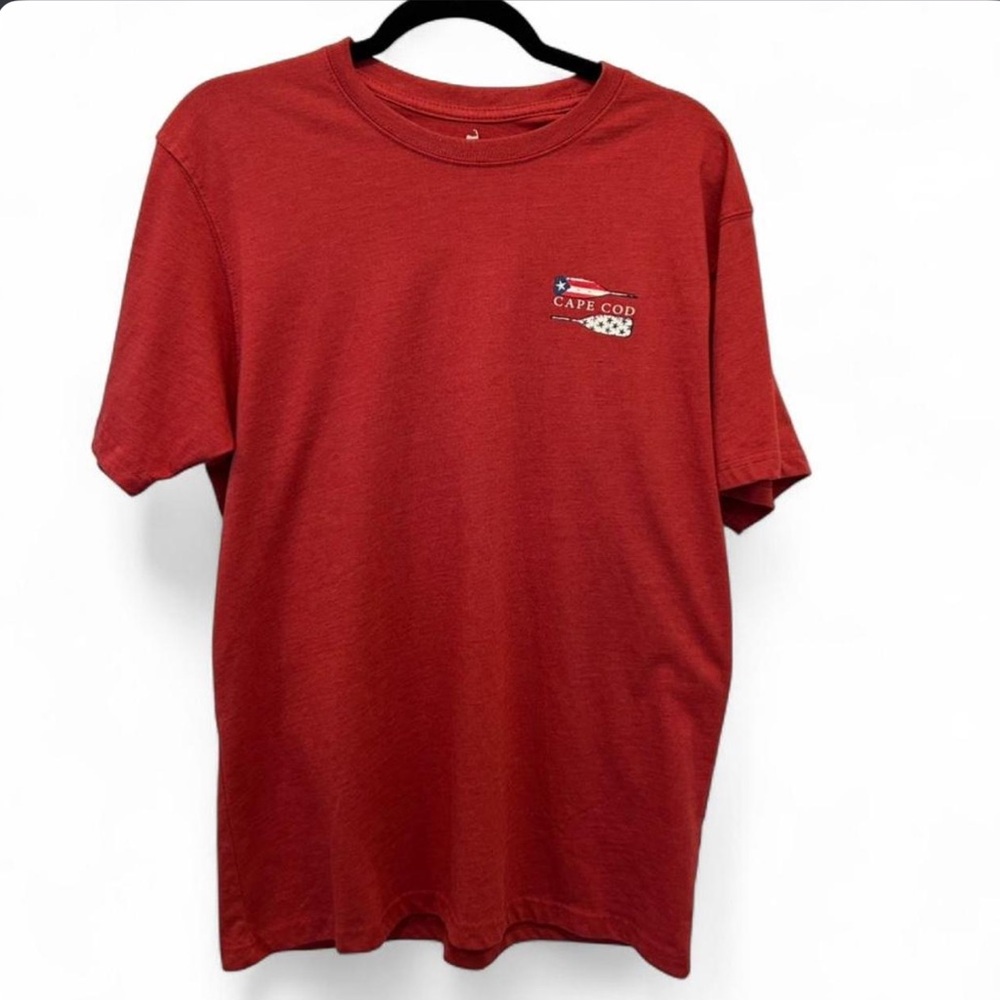 Cuffy’s Cape Cod Graphic Tee Men’s Large Red Heather White Blue Coastal Preppy